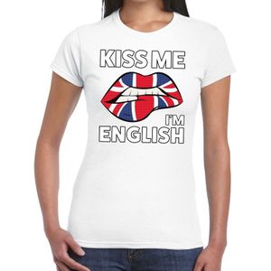 Kiss me I am English t-shirt wit dames - feest shirts dames - Engeland kleding
