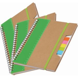 Pakket van 6x stuks schoolschriften/collegeblokken A5 - groen - Notitieboeken