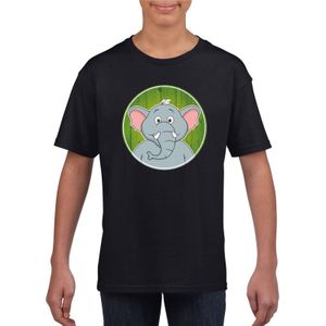 Kinder t-shirt zwart met vrolijke olifant print - olifanten shirt - kinderkleding / kleding
