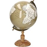 Items Deco Wereldbol/globe op voet - kunststof - taupe - home decoratie artikel - D22 x H33 cm