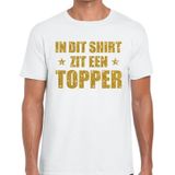 Toppers in concert In dit shirt zit een Topper goud glitter tekst t-shirt wit voor heren - heren Toppers shirts