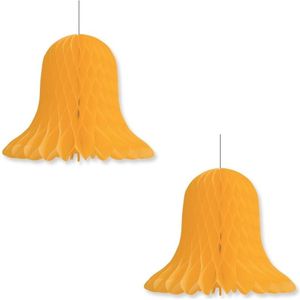 2x Gouden decoratie klokken/kerstklokken lampionnen 30 cm - feestversiering/kerstversiering