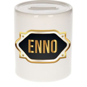 Enno naam cadeau spaarpot met gouden embleem - kado verjaardag/ vaderdag/ pensioen/ geslaagd/ bedankt