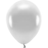 100x Zilverkleurige ballonnen 26 cm eco/biologisch afbreekbaar - Milieuvriendelijke ballonnen - Feestversiering/feestdecoratie - Zilver thema - Themafeest versiering