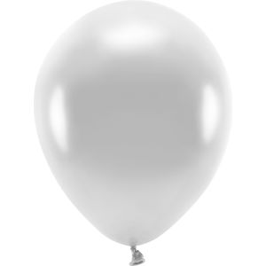 100x Zilverkleurige ballonnen 26 cm eco/biologisch afbreekbaar - Milieuvriendelijke ballonnen - Feestversiering/feestdecoratie - Zilver thema - Themafeest versiering