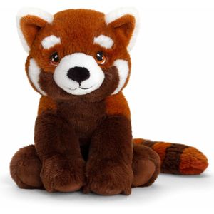 Keel Toys pluche rode Panda knuffeldier - rood/wit - zittend - 25 cm - Luxe Eco kwaliteit knuffels