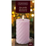Lumineo Luxe LED kaarsen/stompkaarsen- 2x -lila paars - D7,5 x H15 cm - timer