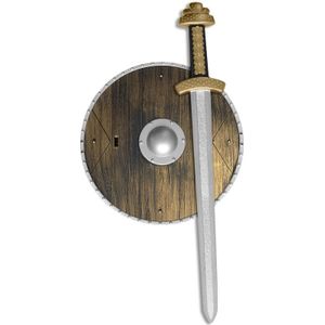 Ridder verkleed speelgoed wapens set zwaard met schild goud/zwart voor volwassenen