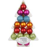34x Gekleurde mix kunststof kerstballen pakket 3 cm - Kerstboomversiering gekleurd
