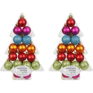 34x Gekleurde mix kunststof kerstballen pakket 3 cm - Kerstboomversiering gekleurd