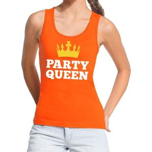 Oranje Party Queen tanktop / mouwloos shirt  voor dames - Koningsdag kleding