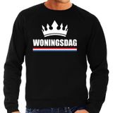 Koningsdag sweater / trui Woningsdag zwart voor heren - Woningsdag - thuisblijvers / Kingsday thuis vieren