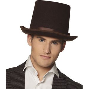 Bruine luxe hoge hoed voor heren