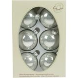 Cosy &amp; Trendy Kerstballen - 6 stuks - zilver wit - glas - 7 cm