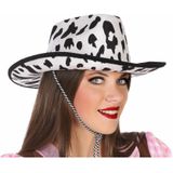 Atosa Carnaval verkleed Cowboy hoed Cows - wit/zwart - volwassenen - Koeien print