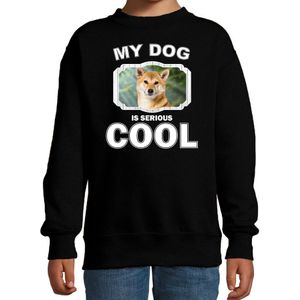 Shiba inu honden trui / sweater my dog is serious cool zwart - kinderen - Shiba inu liefhebber cadeau sweaters - kinderkleding / kleding