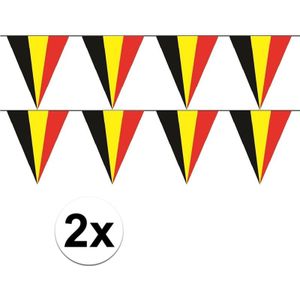 2x Belgie vlaggenlijn / slingers - 5 meter  - Belgische Rode Duivel supporter versiering