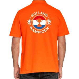 Grote maten oranje fan poloshirt voor heren - Holland kampioen met beker - Nederland supporter - EK/ WK shirt / outfit