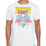Bellatio Decorations Tropical party T-shirt voor heren - tropisch feest - wit - carnaval/themafeest