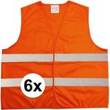 6x Oranje veiligheidsvest voor volwassenen - reflecterend vest