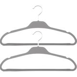 Set van 20x stuks kunststof/rubber kledinghangers grijs 45 x 24 cm - Kledingkast hangers/kleerhangers
