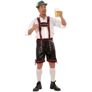 Oktoberfest lederhose - zwart met rood - Tiroler / bierfeest kleding