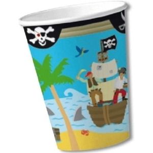 24x stuks party bekers piraten eiland thema - Kinderverjaardag feestartikelen
