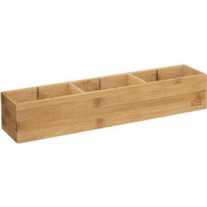 5Five Lade/kast/badkamer organizer - 3 vaks - L38 x B8 x H7 cm - bamboe hout - lichtbruin - verwijderbare verdelers