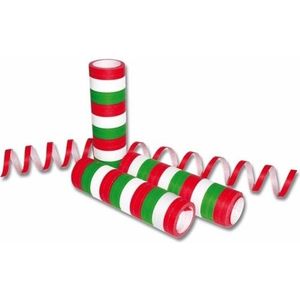 4x rollen serpentine rollen groen/rood/wit 4 meter - Italiaanse kleuren