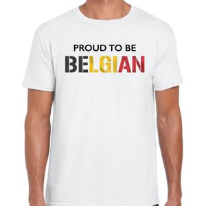 Belgie Proud to be Belgian landen t-shirt - wit - heren -  Belgie landen shirt  met Belgische vlag/ kleding - EK / WK / Olympische spelen supporter outfit