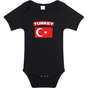 Turkey baby rompertje met vlag zwart jongens en meisjes - Kraamcadeau - Babykleding - Turkije landen romper