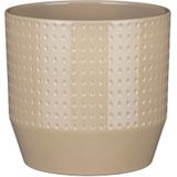 Mica Decorations Bloempot model Nola - 2x - beige - D20 x H18 cm - relief dots