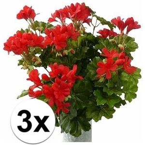 3 stuks kunst Oostenrijkse geraniums planten rood 40 cm