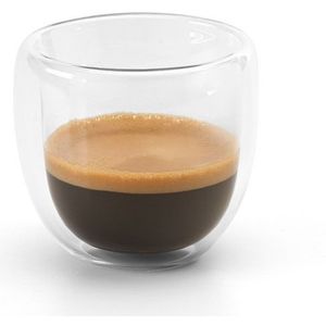 Set van 2x dubbelwandige koffie/espresso glazen 70 ml - transparant - Espresso bekers en glazen