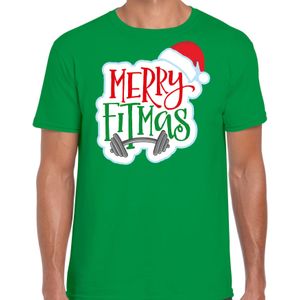 Merry fitmas Kerstshirt / Kerst t-shirt groen voor heren - Kerstkleding / Christmas outfit
