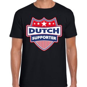 Dutch supporter schild t-shirt zwart voor heren - Nederland landen t-shirt / kleding - EK / WK / Olympische spelen outfit