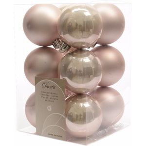 72x Lichtroze kunststof kerstballen 6 cm - Mat/glans - Onbreekbare plastic kerstballen - Kerstboomversiering lichtroze