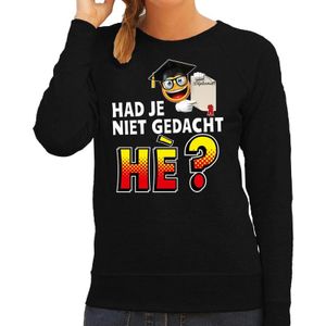 Funny emoticon sweater Had je niet gedacht he zwart voor dames - Fun / cadeau trui