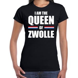 Koningsdag t-shirt I am the Queen of Zwolle - zwart - dames - Kingsday Zwolle outfit / kleding / shirt