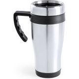 Warmhoudbekers/thermos isoleer koffiebekers/mokken - 2x stuks - RVS - zwart en blauw - 450 ml