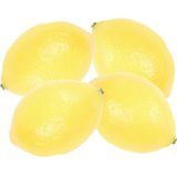 Set van 4x stuks nepfruit/Kunstfruit/deco fruit gele citroen 8 cm - Fruitschaal maken