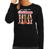 Bellatio Decorations foute kersttrui/sweater voor dames - All I want for Christmas - piemels - zwart