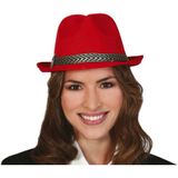 Carnaval verkleedset Classic - hoed en stropdas - rood - heren/dames - verkleedkleding accessoires