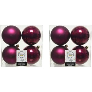 8x stuks kunststof kerstballen framboos roze (magnolia) 10 cm - Mat/glans - Onbreekbare plastic kerstballen