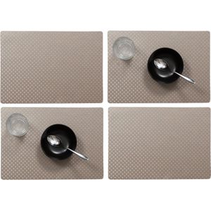 Set van 4x stuks stevige luxe Tafel placemats Zafiro taupe/grijs 30 x 43 cm - Met anti slip laag en PU coating toplaag