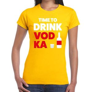 Time to drink Vodka tekst t-shirt geel dames - dames shirt Time to drink Vodka