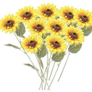 10x Gele zonnebloem kunstbloem 62 cm - Kunstbloemen boeketten