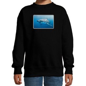 Dieren sweater met haaien foto - zwart - voor kinderen - natuur / haai cadeau trui - sweat shirt / kleding