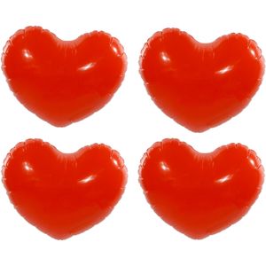 Opblaasbaar hart - 4x - rood - pvc - B45 x H35 cm - Valentijnsdag versiering