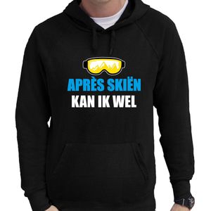 Apres ski hoodie Apres skieen kan ik wel zwart  heren - Wintersport capuchon sweater - Foute apres ski outfit/ kleding